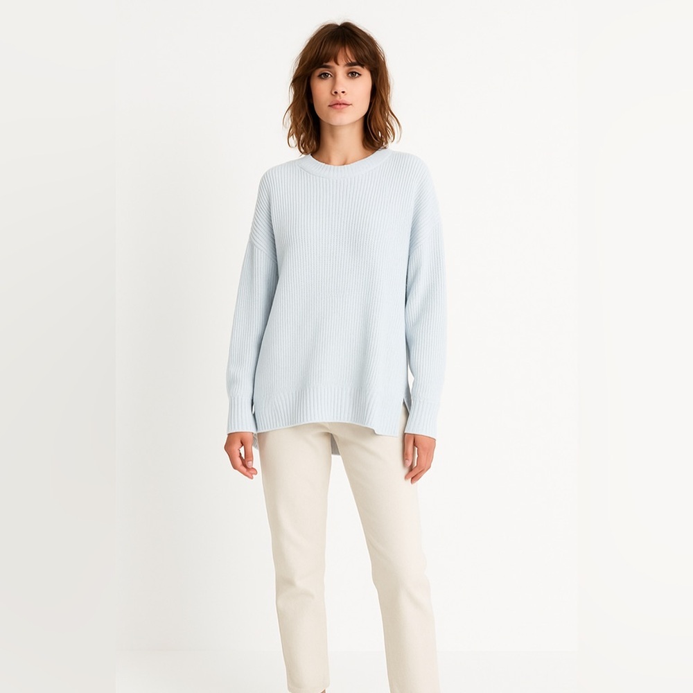 Lucky Brand Women's Oversized Mock Neck Baby Blue Sweater Sz. Large